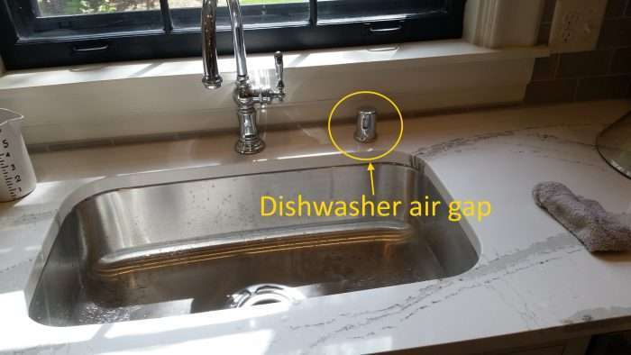 kitchen sink dishwasher airgap connection on sink hole