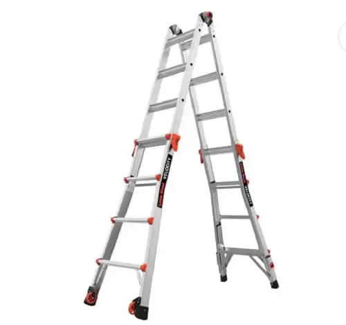Little Giant Ladders, Velocity with Wheels, M17, 17 Ft, Multi-Position Ladder, Ratchet™ leg levelers, Aluminum, Type 1A, 300 lbs weight rating, (15417-801)