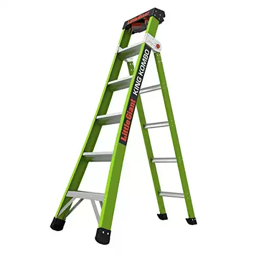 Little Giant Ladders, King Kombo, Professional, 6 Ft. A Frame, 10 Ft. Extension, Fiberglass, Type 1AA, 375 lbs Weight Rating, (13610-001)
