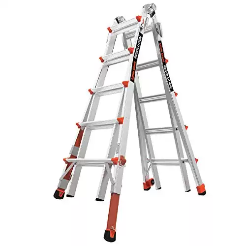 Little Giant Ladders, Revolution with Ratchet Levelers, M22, 22 ft, Multi-Position Ladder, Ratchet™ leg levelers, Aluminum