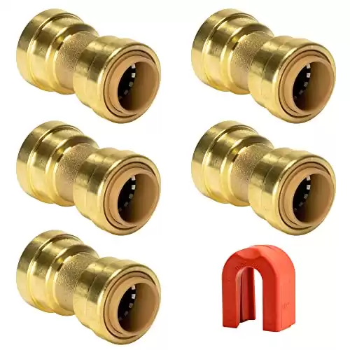 QUICK FITTING 1/2" Coupling Pipe Fitting | Push-to-Connect Plumbing Fittings with Slip Clip Removal Tool