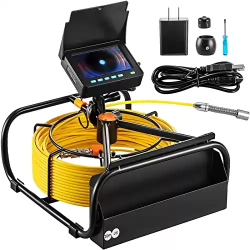 VEVOR Sewer Camera, 65.6FT 4.3" Screen, Pipeline Inspection Camera w/DVR Function & Snake Cable, Waterproof IP68 Borescope with LED Lights, Industrial Endoscope for Home Wall Duct Drain Pipe ...