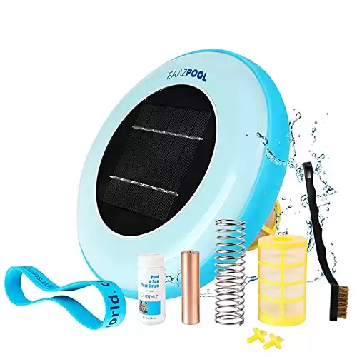 EAAZPOOL Solar Pool Ionizer | Up to 85% Less Chlorine | Pool Cleaning Device | Solar Chlorine Free Pool Purifier & Sanitizer | Longer-Lasting Anode | 1 Year Replacement Warranty | Up to 45,000 Gal...