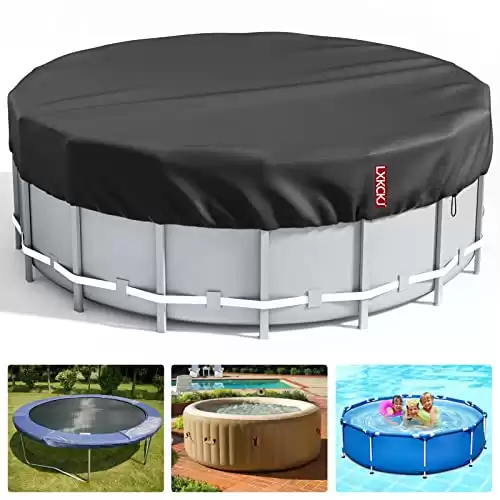 12 Ft Round Pool Cover, Solar Covers for Above Ground Pools, Inground Pool Cover Protector with Drawstring Design Increase Stability, Hot Tub Cover Ideal for Waterproof and Dustproof (Black)