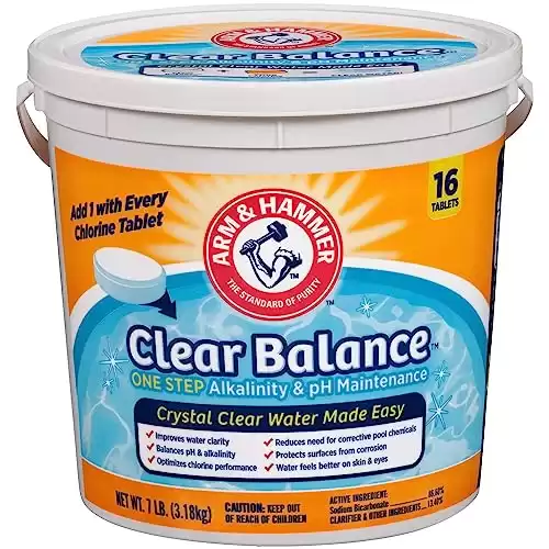 ARM & HAMMER Clear Balance Swimming Pool Alkalinity & pH Maintenance Tablets, White, 1 Pack, 16 Count