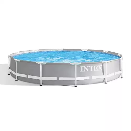 INTEX 26711EH Prism Frame Premium Above Ground Swimming Pool Set: 12ft x 30in Includes 530 GPH Cartridge Filter Pump SuperTough Puncture Resistant Rust Resistant 1718 Gallon Capacity