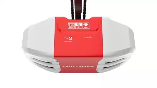CRAFTSMAN 1/2 HP Smart Garage Door Opener - myQ Smartphone Controlled - Chain Drive, Wireless Keypad Included, Model CMXEOCG472, Red