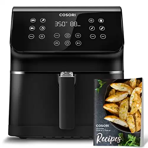 COSORI Pro II Air Fryer Oven Combo, 5.8QT Max Xl Large Cooker with 12 One-Touch Savable Custom Functions, Cookbook and Online Recipes, Nonstick and Dishwasher-Safe Detachable Square Basket,Black