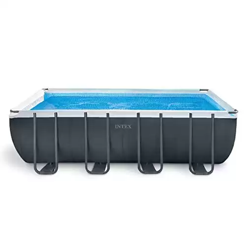 INTEX 26355EH Ultra XTR Deluxe Rectangular Above Ground Swimming Pool Set: 18ft x 9ft x 52in Includes 1500 GPH Sand Filter Pump SuperTough Puncture Resistant Rust Resistant Easy to Assemble