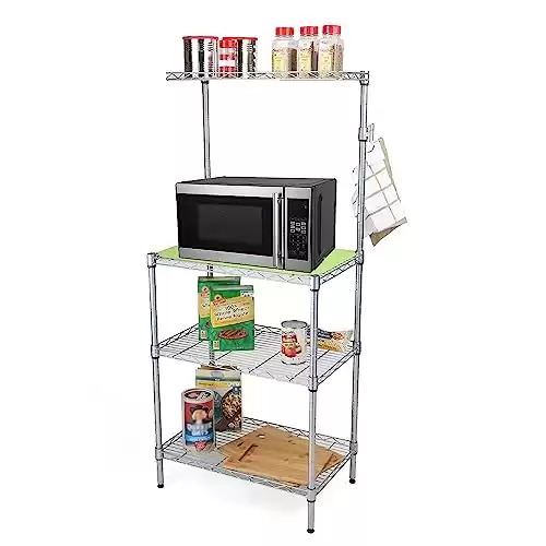 Mind Reader Metal Rack Utility Shelf/Microwave Stand with Hooks