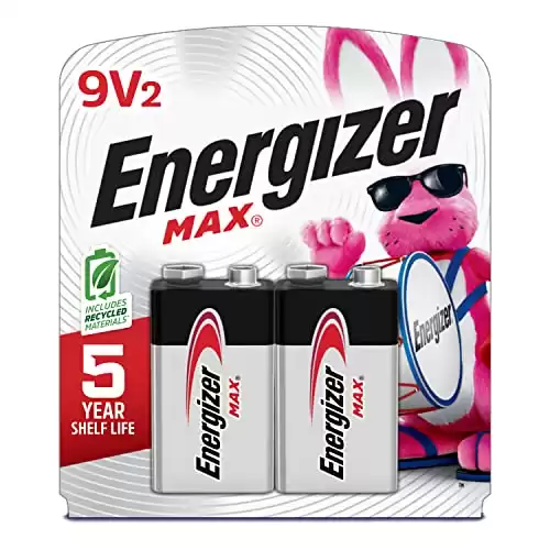 Energizer MAX 9V Batteries (2 Pack), 9 Volt Alkaline Batteries - Packaging May Vary