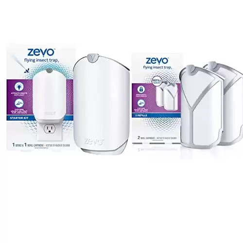 ZEVO Indoor Flying Insect Trap for Fruit Flies, Gnats, and House Flies (1 Plug-in Base + 3 Refill Cartridge)
