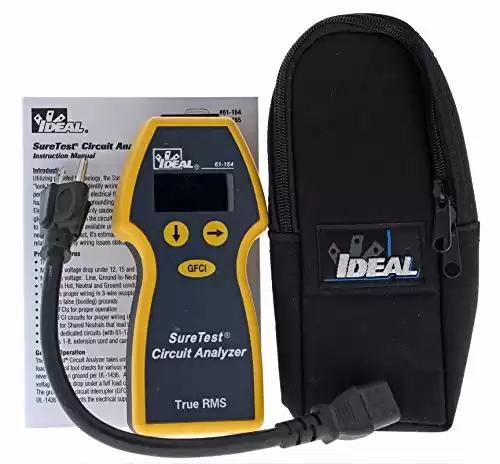 IDEAL INDUSTRIES INC. 61-164 SureTest Circuit Analyzer, CATIII 300V AC,Yellow, 6.4 in. x 3 in. x 1.4 in.