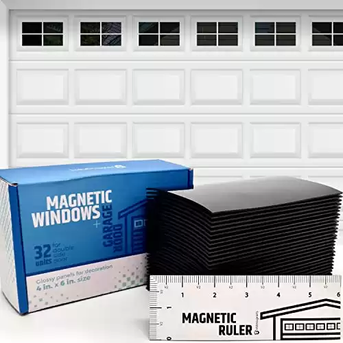Magnetic Faux Window Panels for Garage Doors - Easy to Align, Never Fall (Upgraded Magnets) - 32pcs Kit for 2 Car Garage