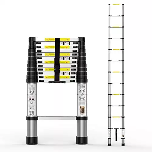 Telescoping Extension Ladder 12.5FT, Aluminum Telescopic Ladders with Carry Bag for Outdoor Indoor Use