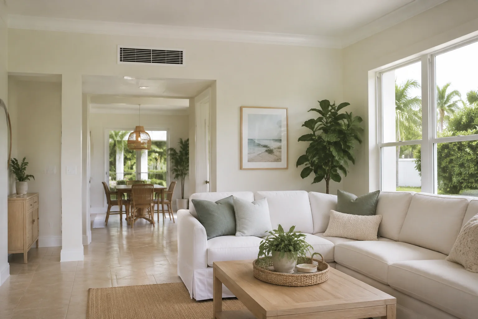 Inspection Services 11 Bright living room with a return-air grille above the doorway
